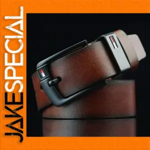 Brown PU Leather Men's Belt with Zinc Alloy Buckle