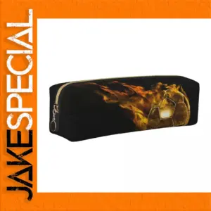 Golden Soccer Pencil Case with Flame Design