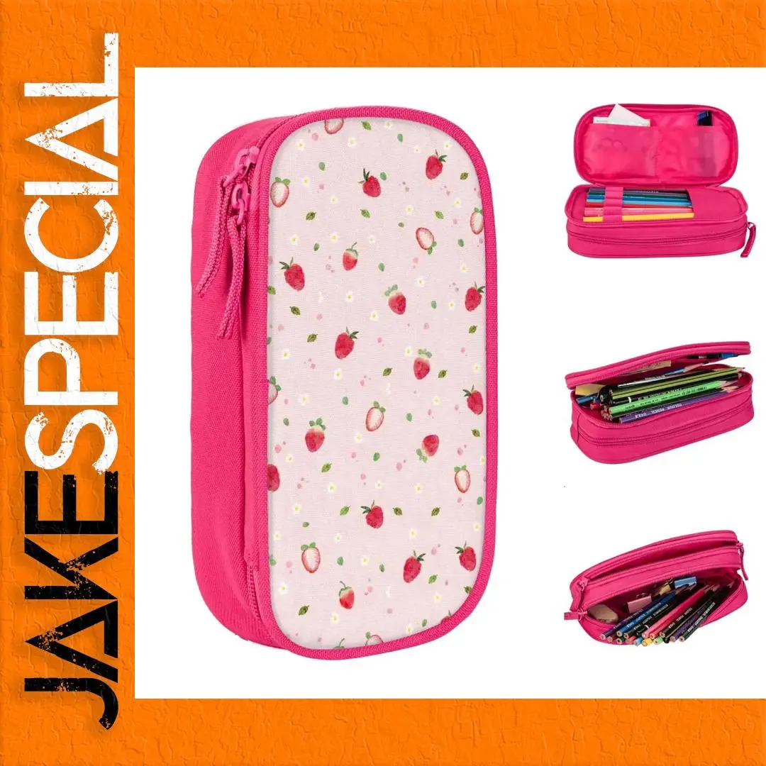 Cute Strawberry Pencil Case with Ample Storage 1 Cute Strawberry Pencil Case with Ample Storage