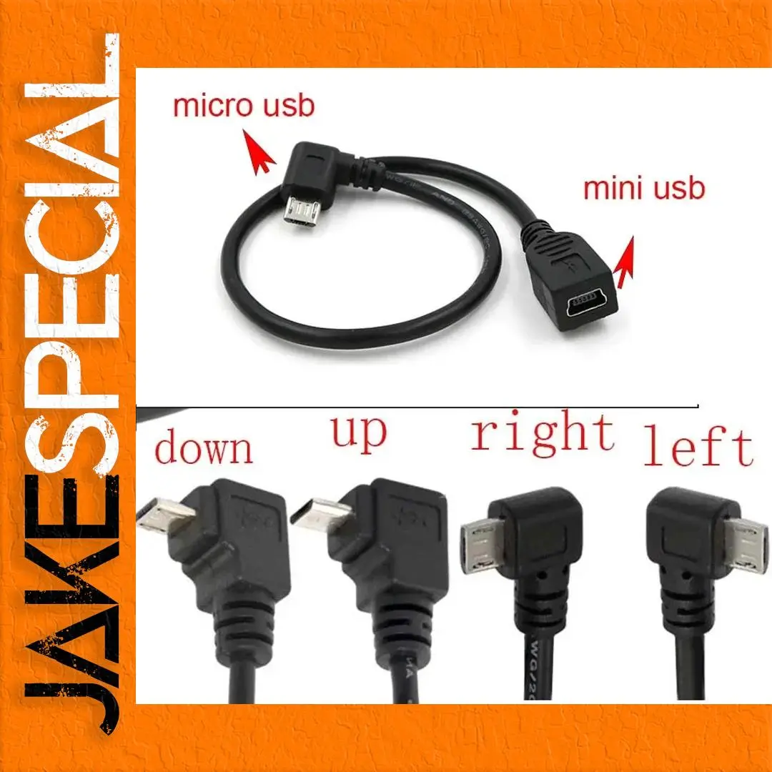 90 Degree Micro USB Male to Mini USB Female Adapter 1 90 Degree Micro USB Male to Mini USB Female Adapter
