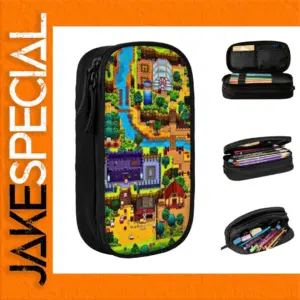 Stardew Valley Map Pencil Case in Black Leather