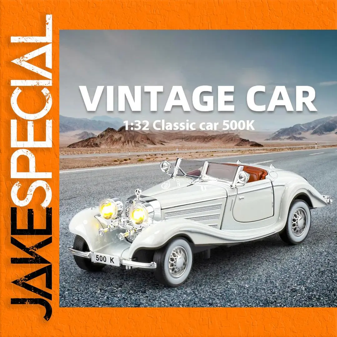 1:32 Scale Classic Car Model in White 1 1:32 Scale Classic Car Model in White