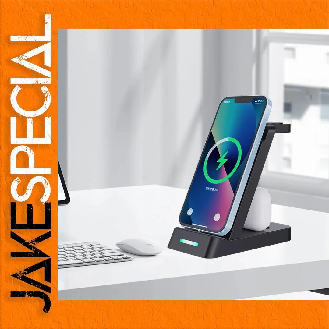 Three-in-One Wireless Charger for Smartphones and Earbuds 1 Three-in-One Wireless Charger for Smartphones and Earbuds