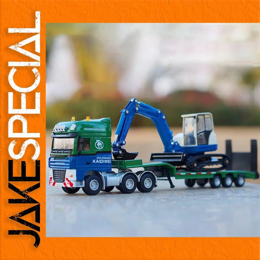 1:50 Scale Trailer Truck with Excavator and Forklift 1 1:50 Scale Trailer Truck with Excavator and Forklift