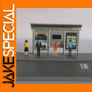 1:64/1:76 Scale Bus Stop Model with Figurines