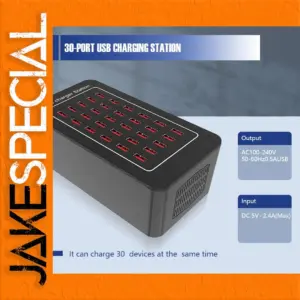 30-Port USB Charging Station with Fast Charging