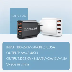 USB 30W Fast Charger with 4 Ports 14 A9bef24e8e4f74e46935ae08f03076b78B