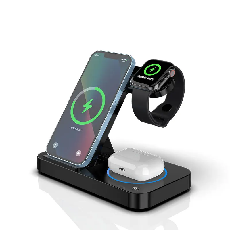 Portable 3-in-1 Desktop Wireless Charger Station 2 Portable 3-in-1 Desktop Wireless Charger Station - Image 2