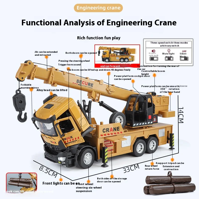 Large Metal Die-cast Crane Model Yellow 6 Large Metal Die-cast Crane Model Yellow - Image 6