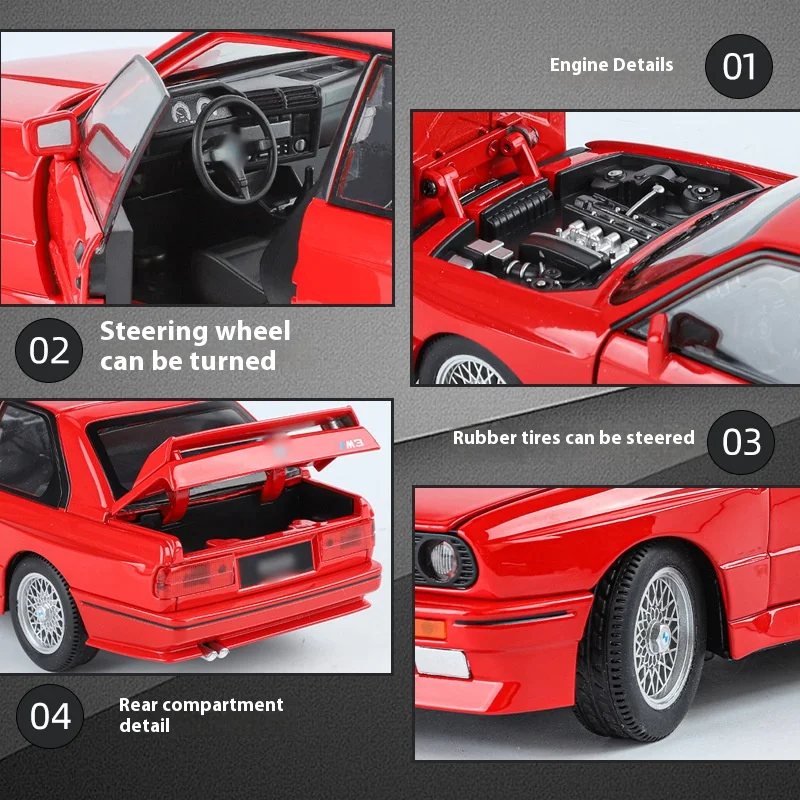M3 Alloy Model Car 1:24 Scale Red Edition 2 M3 Alloy Model Car 1:24 Scale Red Edition - Image 2