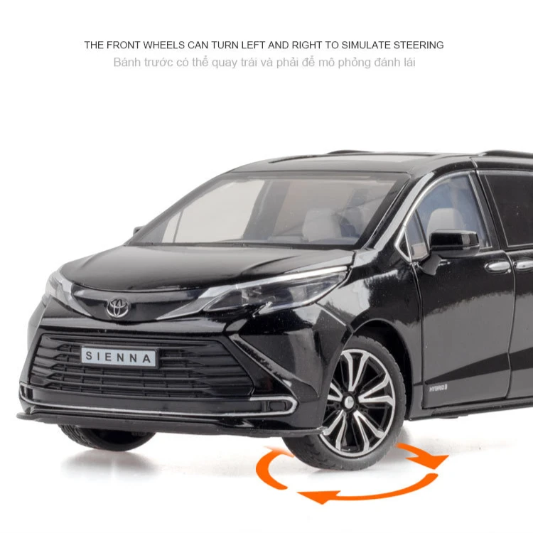 Black Sienna MPV 1:24 Diecast Model with Lights 4 Black Sienna MPV 1:24 Diecast Model with Lights - Image 4