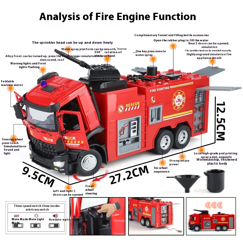 Large 1:18 Diecast Fire Truck Alloy Model 5 Large 1:18 Diecast Fire Truck Alloy Model - Image 5