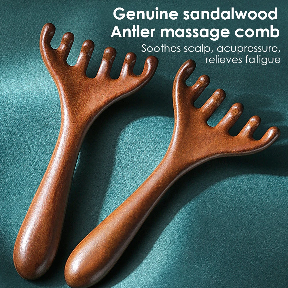 Six-Claw Meridian Massage Comb in Sandalwood 2 Six-Claw Meridian Massage Comb in Sandalwood - Image 2
