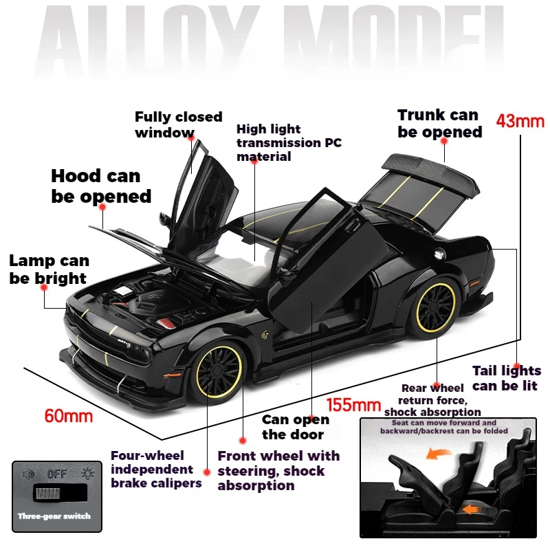 1:32 Dodge Challenger SRT Hellcat Redeye Model 3 1:32 Dodge Challenger SRT Hellcat Redeye Model - Image 3