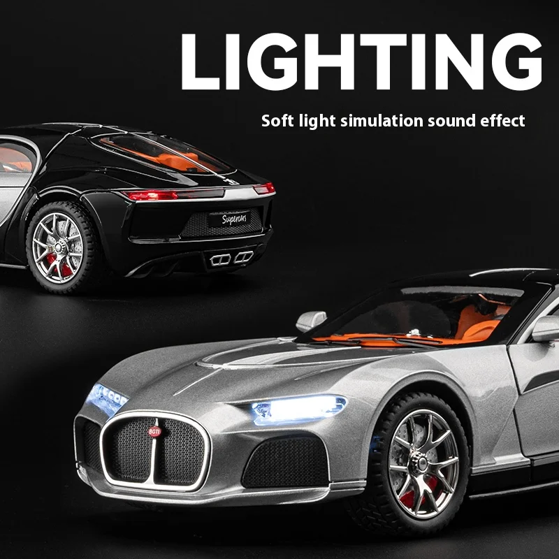 Glossy Black 1:24 Scale Alloy Model Car 5 Glossy Black 1:24 Scale Alloy Model Car - Image 5