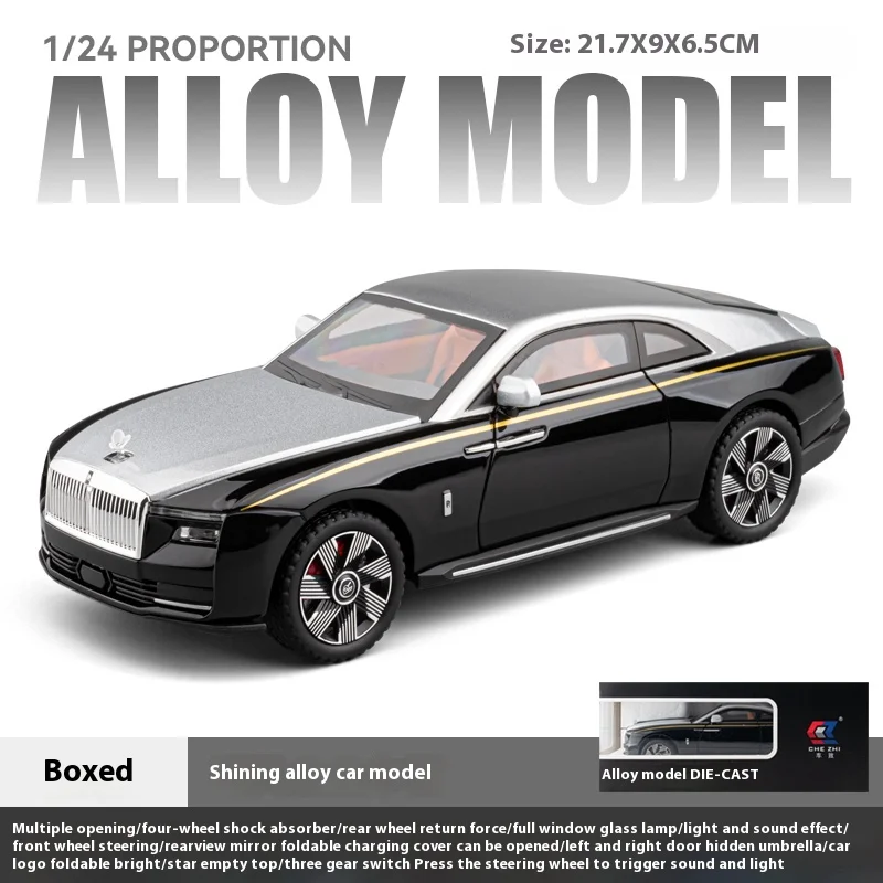 1:24 Scale Luxury Black Zinc Alloy Car Model 9 1:24 Scale Luxury Black Zinc Alloy Car Model - Image 9