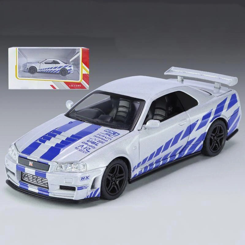 1:32 GTR R34 Diecast Model Car with Lights 13 1:32 GTR R34 Diecast Model Car with Lights - Image 13
