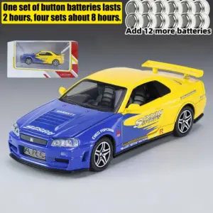 1:32 GTR R34 Diecast Model Car with Lights 24 S4035b03f052541f8823309141e27bd84A