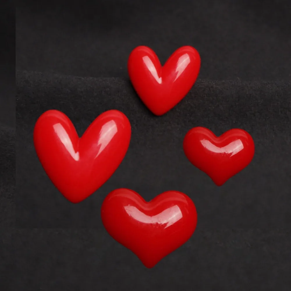 Set of 4 Red Heart-Shaped Brooches 2 Set of 4 Red Heart-Shaped Brooches - Image 2
