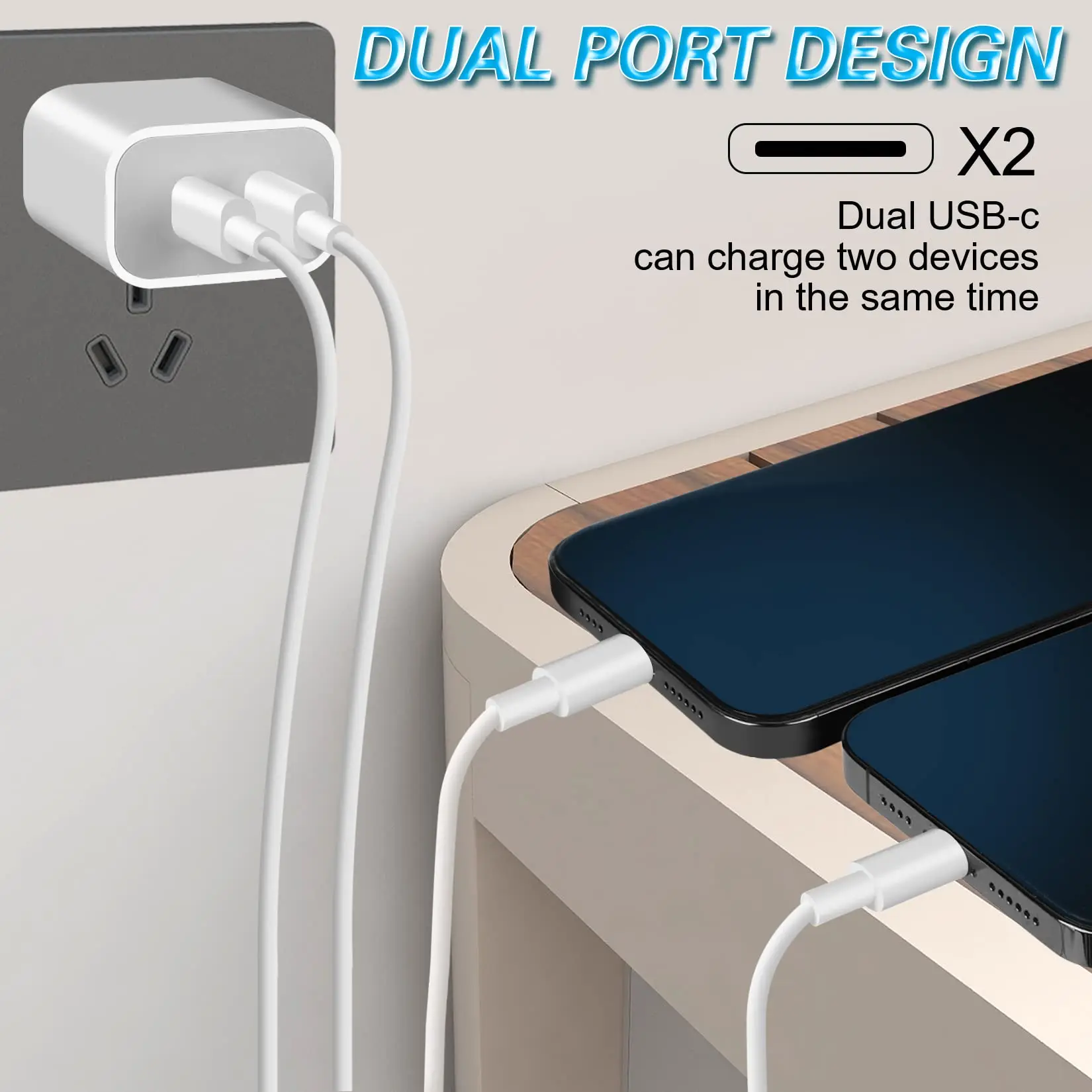 40W USB PD Charger with Dual Type C Ports 2 40W USB PD Charger with Dual Type C Ports - Image 2
