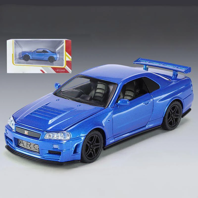 1:32 GTR R34 Diecast Model Car with Lights 12 1:32 GTR R34 Diecast Model Car with Lights - Image 12