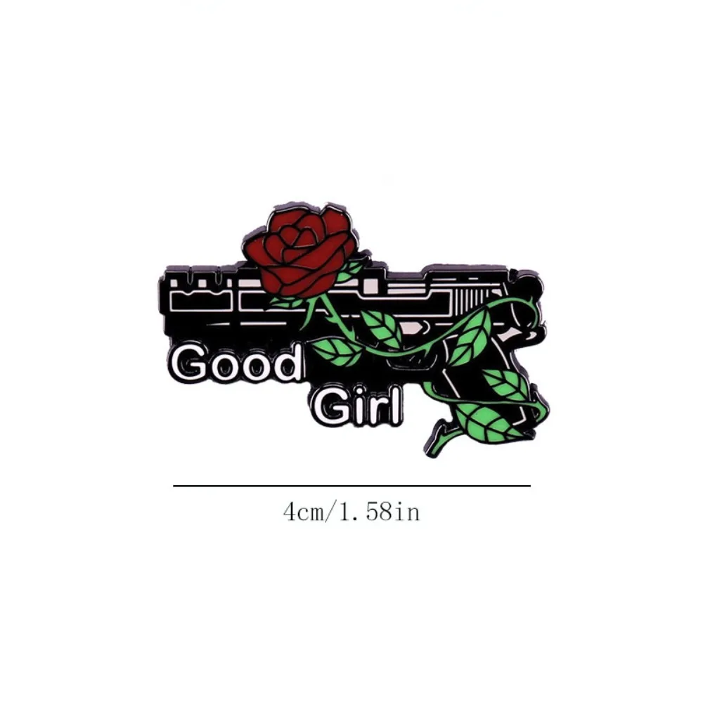 Gun and Rose Brooch with Good Girl Inscription 2 Gun and Rose Brooch with Good Girl Inscription - Image 2