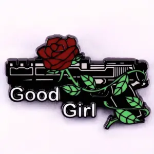 Gun and Rose Brooch with Good Girl Inscription 8 S6a38318846b64932ad781b1a6ebfa4d0m