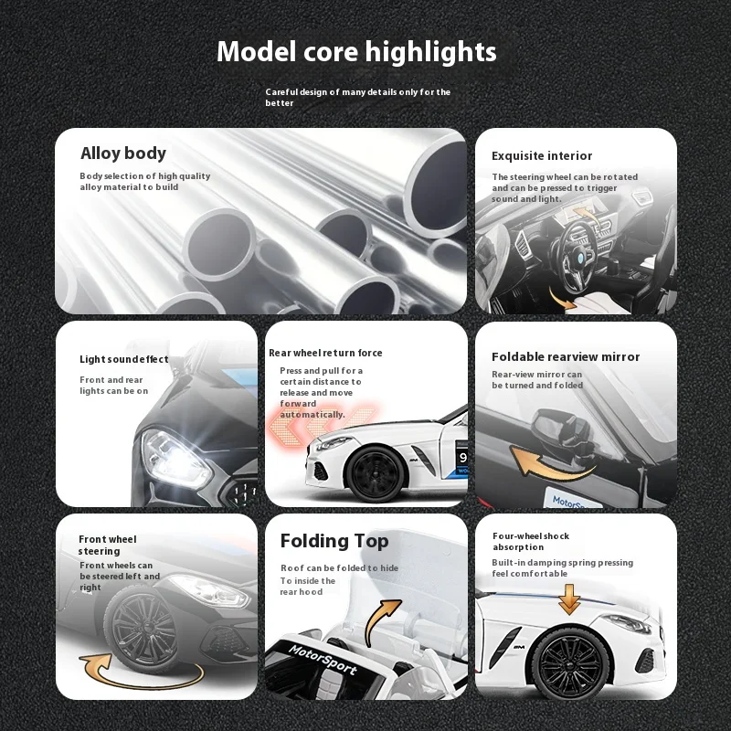 BMW Z4 M40I Convertible 1:22 Scale Diecast Model 4 BMW Z4 M40I Convertible 1:22 Scale Diecast Model - Image 4