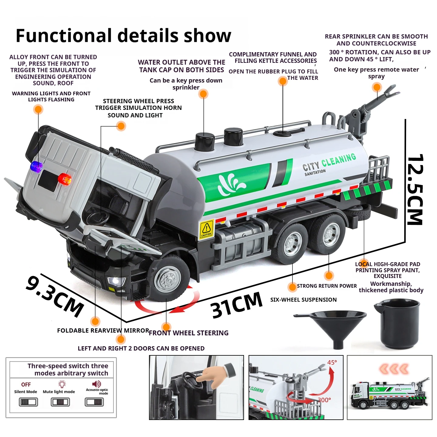 1:18 Scale Diecast City Sprinkler Truck Model 2 1:18 Scale Diecast City Sprinkler Truck Model - Image 2