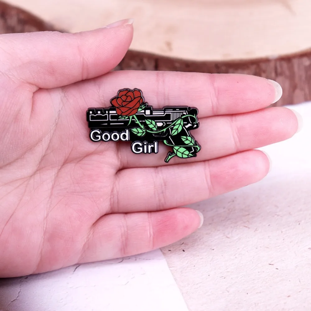 Gun and Rose Brooch with Good Girl Inscription 5 Gun and Rose Brooch with Good Girl Inscription - Image 5