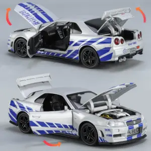 GTR R34 Skyline 1:32 Diecast Model with Lights 11 S85499f619b6a4dfa9ff91f651fe20af9q