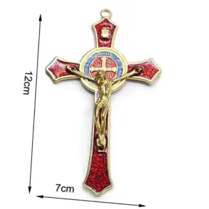 Golden Saint Benedict Cross Pendant 12x7 cm 7 S946b2a01299d4d419dc53bdf58d120296