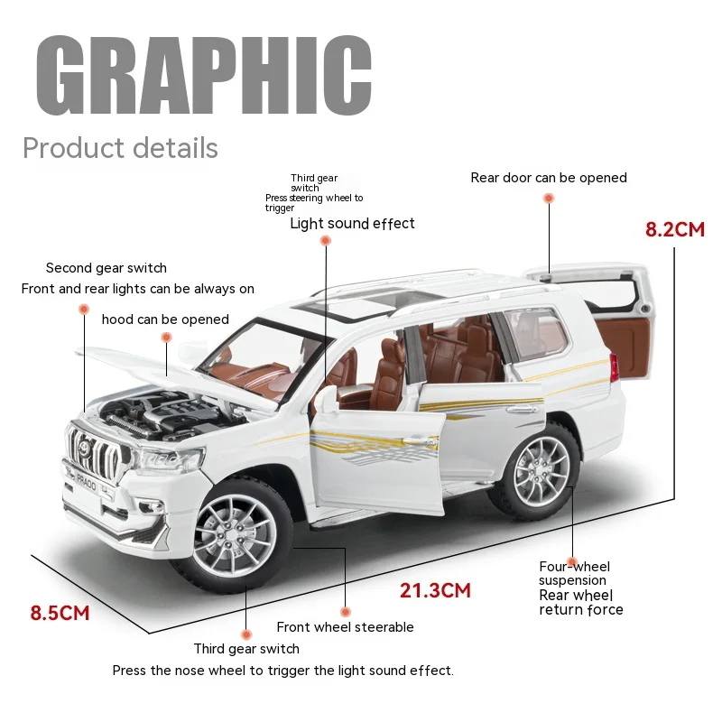 1:24 Scale Prado SUV Model with Realistic Details 2 1:24 Scale Prado SUV Model with Realistic Details - Image 2
