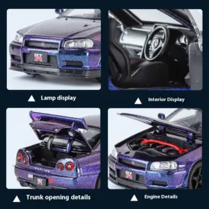 GTR R34 Skyline 1:32 Diecast Model Car 19 Sa19ec8d1943b4ec4b6193026b1eac4c93
