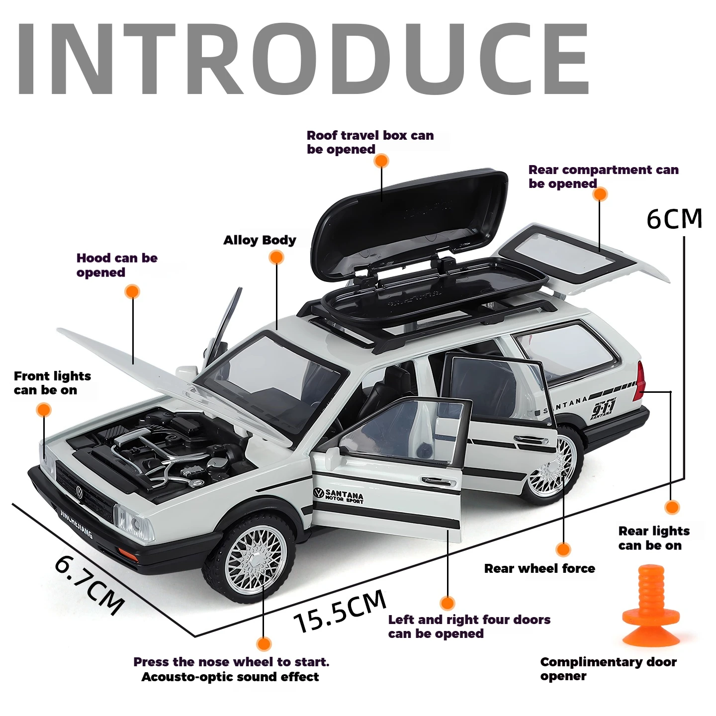 1:32 Volkswagen Santana Diecast Model Red 3 1:32 Volkswagen Santana Diecast Model Red - Image 3