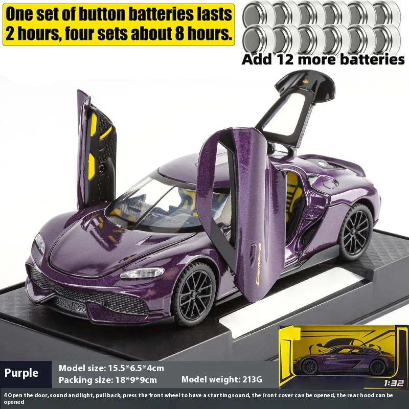 Gemera GT 1:32 Scale Diecast Model in Metallic Purple 7 Gemera GT 1:32 Scale Diecast Model in Metallic Purple - Image 7