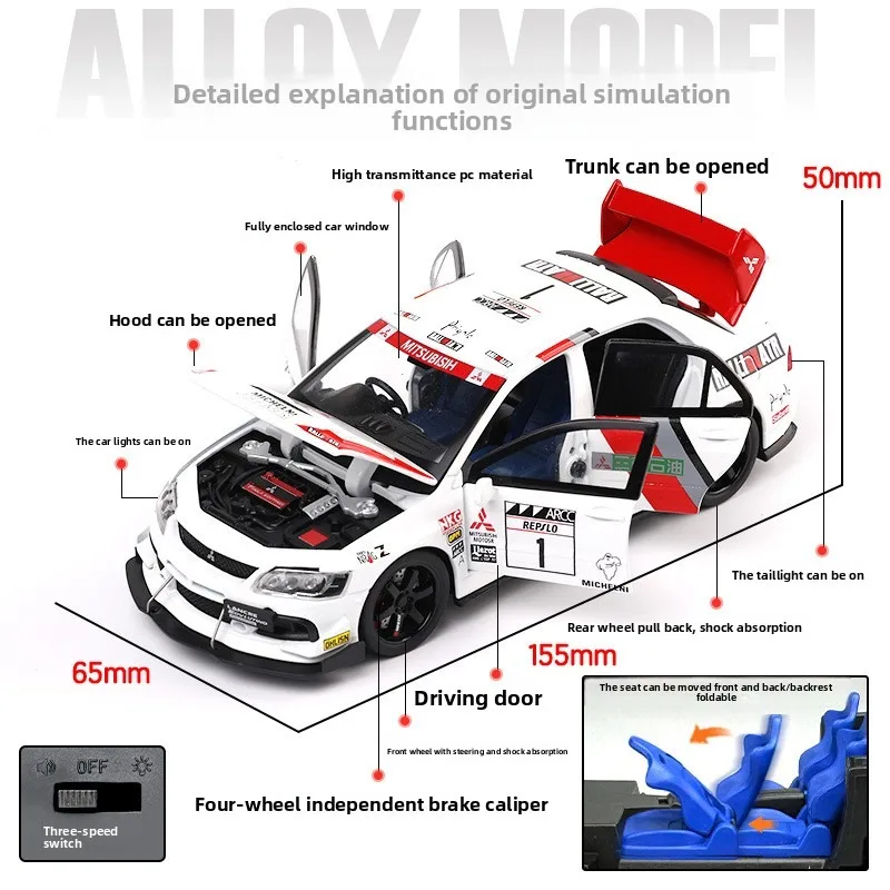 1:32 Scale Mitsubishi EVO Diecast Model Car 6 1:32 Scale Mitsubishi EVO Diecast Model Car - Image 6