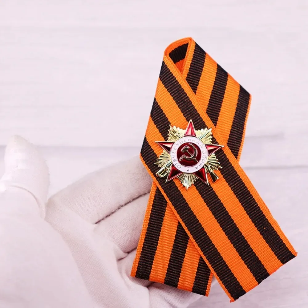 Vintage USSR Badge Lapel Pin with George Ribbon 4 Vintage USSR Badge Lapel Pin with George Ribbon - Image 4