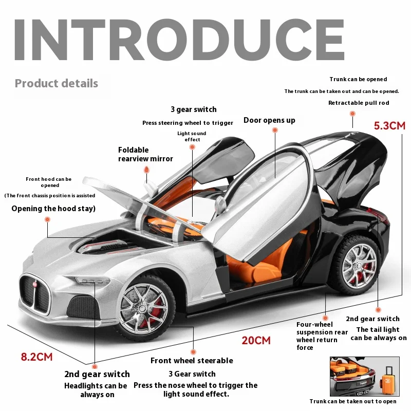 Glossy Black 1:24 Scale Alloy Model Car 2 Glossy Black 1:24 Scale Alloy Model Car - Image 2