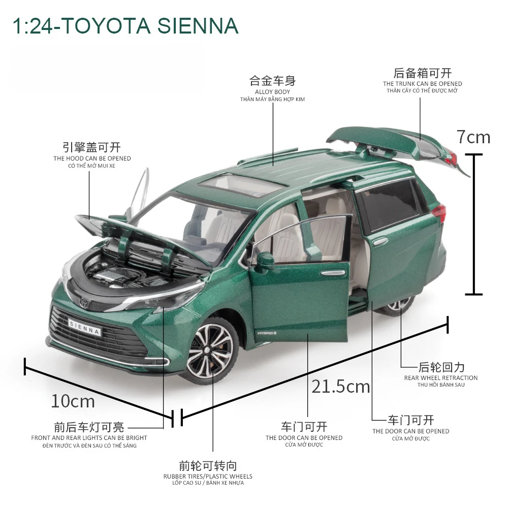 1:24 Scale Sienna MPV Model Car in Green 2 1:24 Scale Sienna MPV Model Car in Green - Image 2