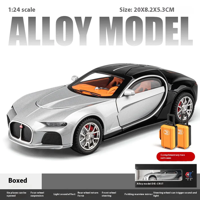 Glossy Black 1:24 Scale Alloy Model Car 9 Glossy Black 1:24 Scale Alloy Model Car - Image 9