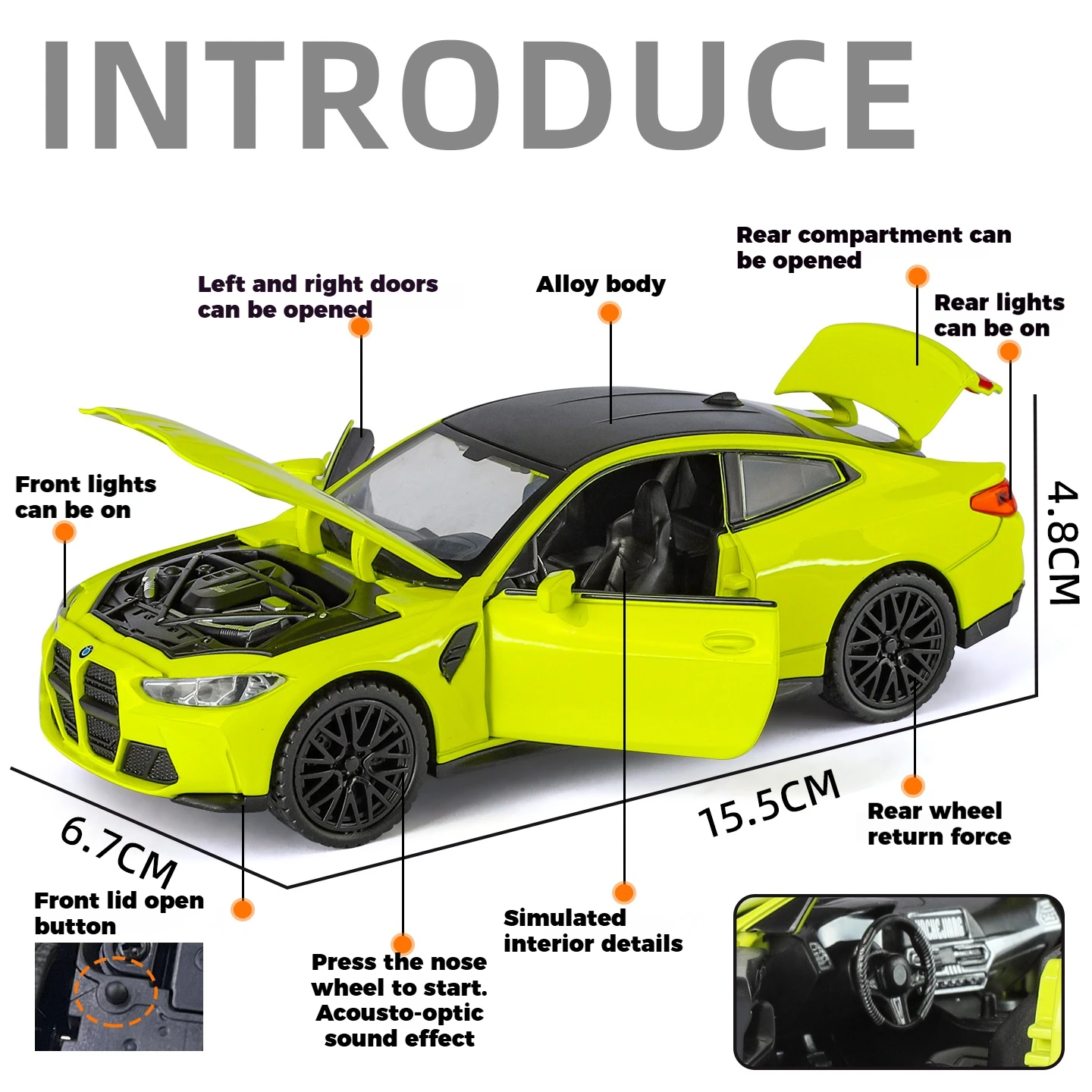 BMW M4 Coupe 1:32 Scale Diecast Model 3 BMW M4 Coupe 1:32 Scale Diecast Model - Image 3