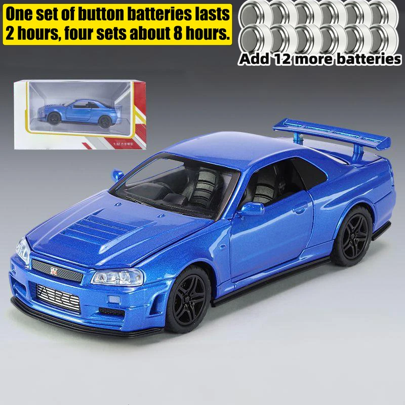 1:32 GTR R34 Diecast Model Car with Lights 11 1:32 GTR R34 Diecast Model Car with Lights - Image 11