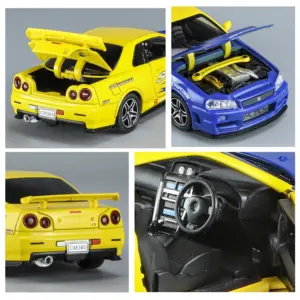 GTR R34 Skyline 1:32 Diecast Model with Lights 13 Sb43fa21ff18045568ca5e063b262cf0bF