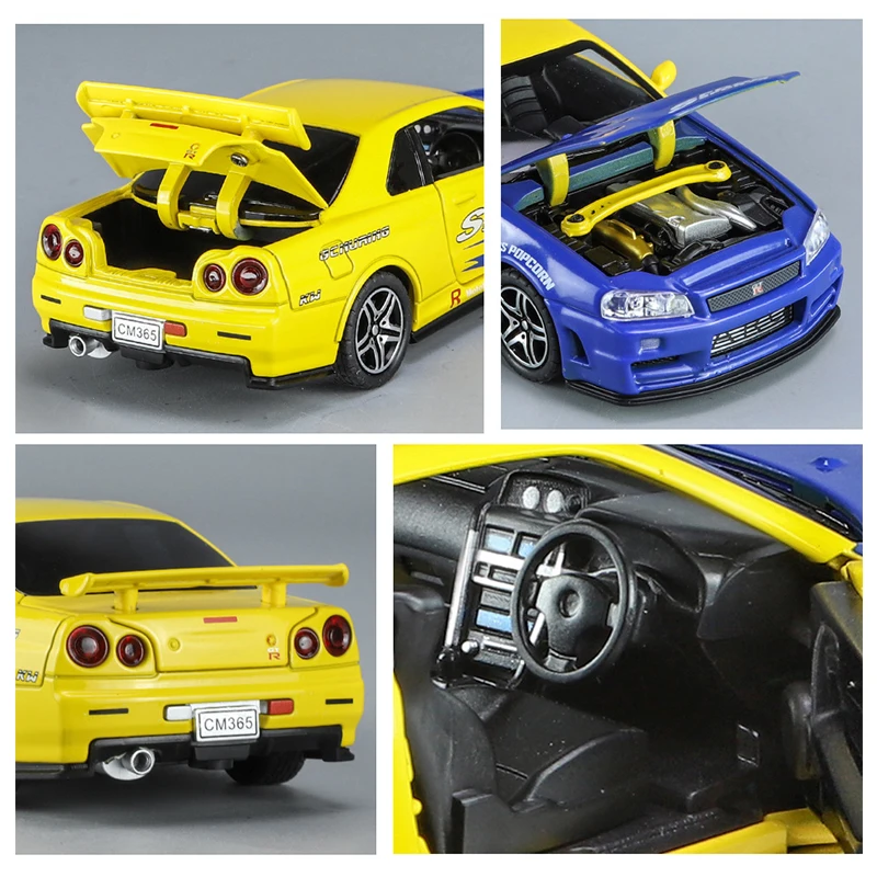 GTR R34 Skyline 1:32 Diecast Model with Lights 5 GTR R34 Skyline 1:32 Diecast Model with Lights - Image 5