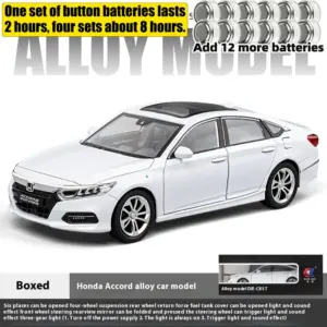 White 1:24 Scale Honda Accord Diecast Model 23 Sbde3184211fa4dd3a36de4c037b65dbfv