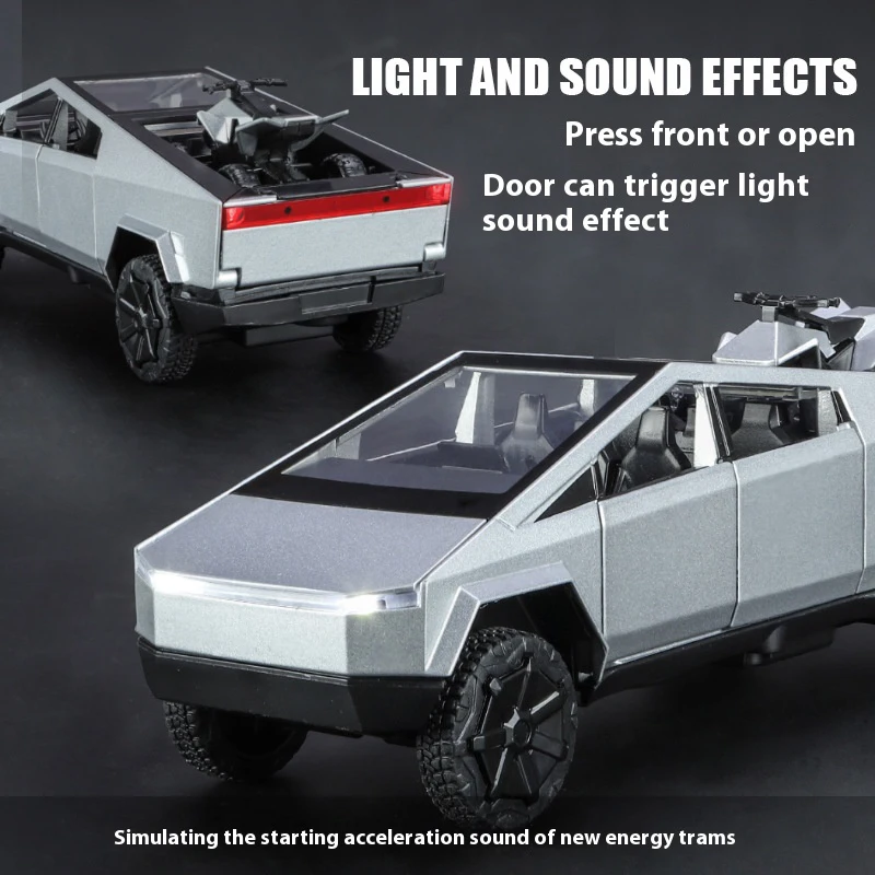 1:32 Scale Die-Cast Cybertruck Model with ATV 4 1:32 Scale Die-Cast Cybertruck Model with ATV - Image 4
