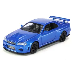 1:32 GTR R34 Diecast Model Car with Lights 22 Sc35a19b7f5d94485bc1356db311ee187s
