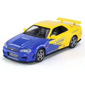 1:32 GTR R34 Diecast Model Car with Lights 21 Scd735cf3f6c54b74a42294bb0cbb41d2C