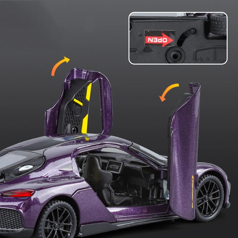 1:32 Scale Metallic Silver Die-Cast Supercar Model 6 1:32 Scale Metallic Silver Die-Cast Supercar Model - Image 6